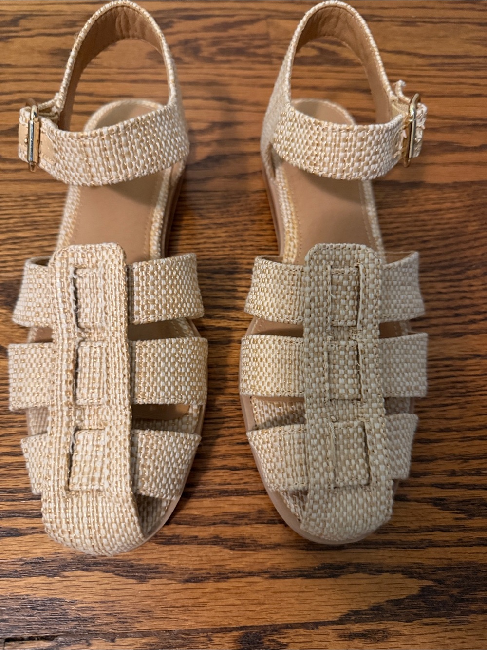 Woven Straw Fisherman Sandals - Cream by Crown Vintage